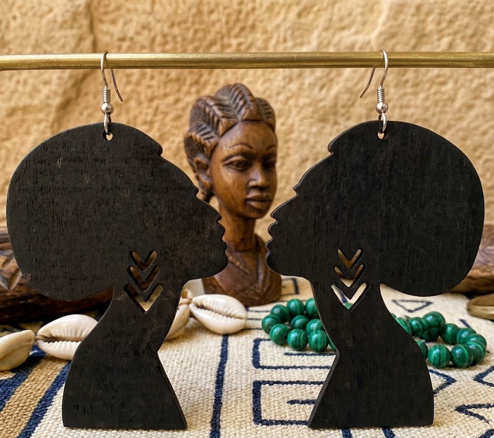 Afro earrings | Afrocentric earrings | natural hair earrings | afrocentric fashion | afrocentric jewelry |  wooden earrings | big black earrings | afro earrings for sale