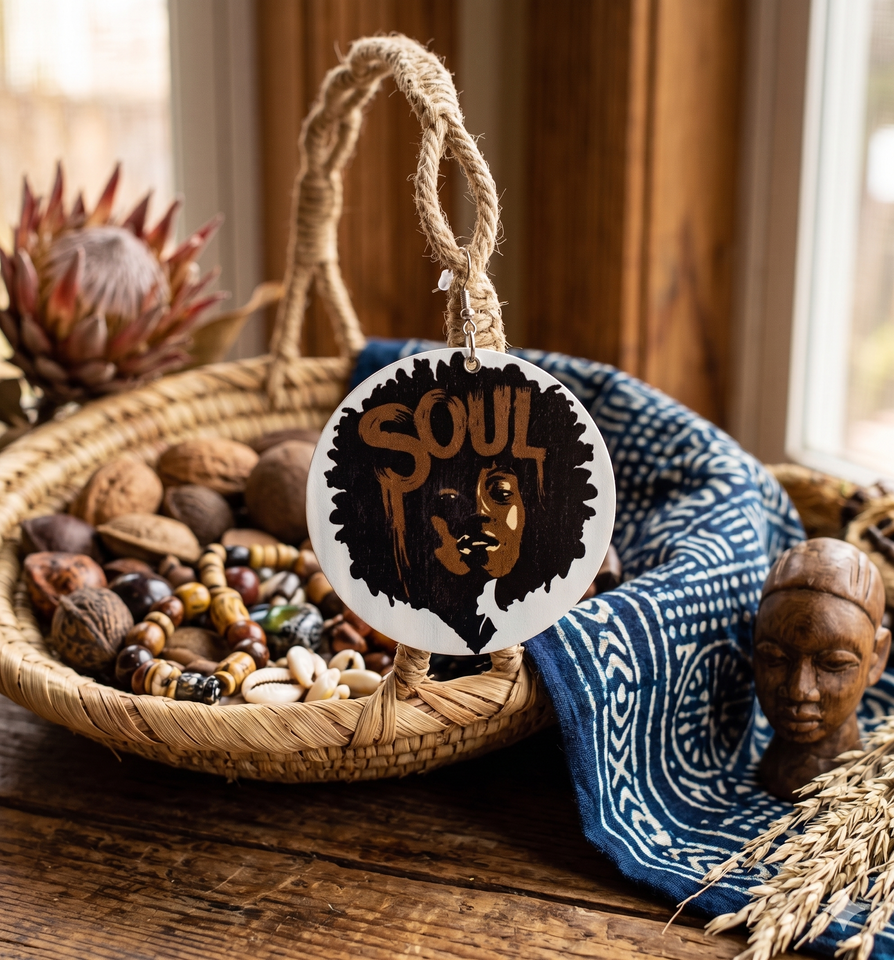 chocolate soul earrings natural hair accessories twa afro jewelry afrocentric accessory jewellery cheap cute affordable wooden light weight gift idea