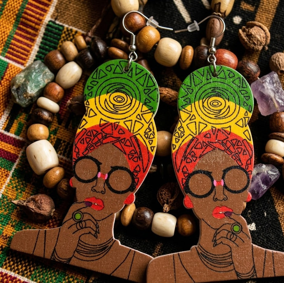 headwrap mami | head wrap mommy | natural hair earrings | headwrap | head wrap | afrocentric | jewelry | fashion | accessories | Agki Latest African Fashion, African Prints, African fashion styles, African clothing, Nigerian style, Ghanaian fashion, African women dresses, African Bags, African shoes, Nigerian fashion, Ankara, Aso okè, Kenté, 