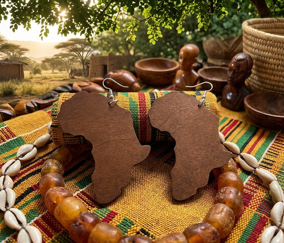 brown map of africa earrings