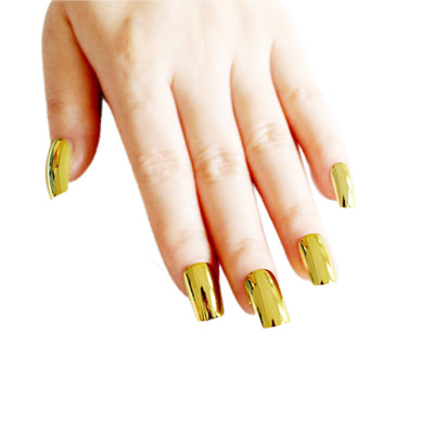 gold nails; acrylic nails; metallic nails; metallic false nails; metallic fake nails; gold metallic nails; fake nails; press on nails; mirror nais; artificial nails; glue on nails; 