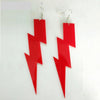 red lightning bolt earrings acrylic plastic womens men woman man ladies girls female jewelry accessories accessory fashion outfit idea clothing large unique whimsical urban