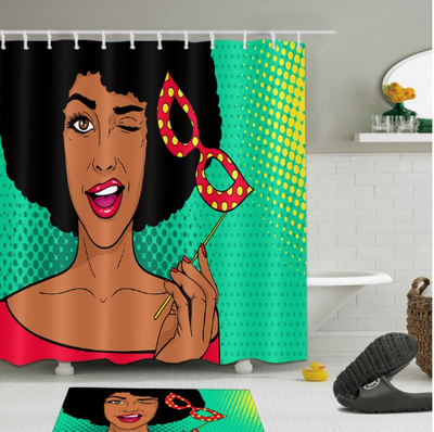 afrocentric shower curtain curtains pop African american theme themed natural hair hip hop home decor bathroom unique urban bath tub decoration idea design