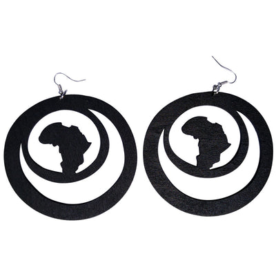 africa within earrings - black | natural hair earrings | afrocentric earrings | africa shaped earrings | wooden earrings | african jewelry | afrocentric jewelry | afrocentric fashion | afrocentric clothing | afrocentric accessories
