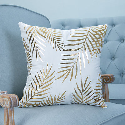 gold leaves pillow case cover home decor first apartment white unique urban decoration teenager room 