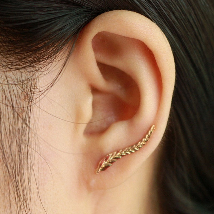 gold earrings silver leaf ear ring leaves 