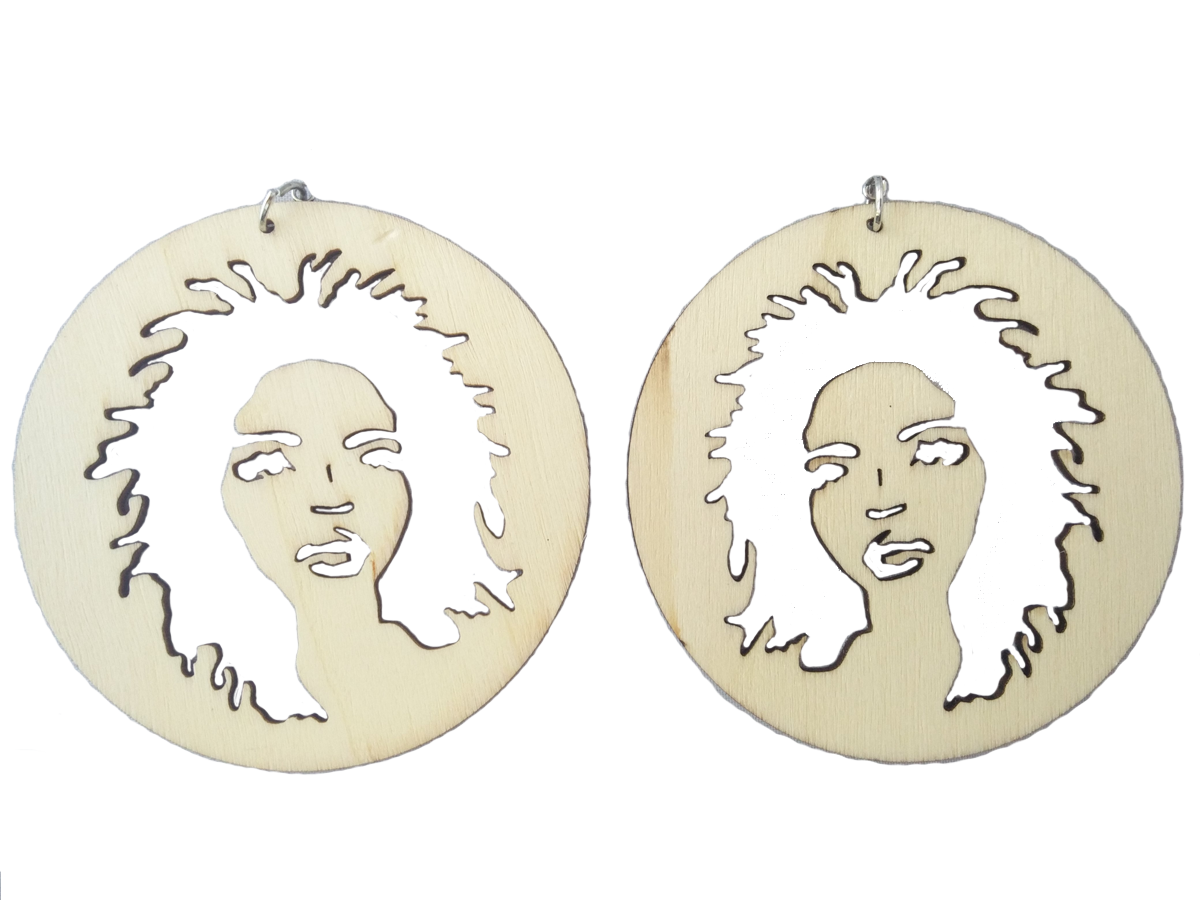 Lauryn hill earring afrocentric earring natural hair earring clothing jewelry afro wooden
