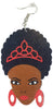 red afro princess earrings natural hair earings centric afrocentric african american colored wooden nubian dangle hoop wood queen ear kwanzaa twist brown dangle hoop drop kwanza ethnic twa twistout  loc sisterlocks jewelry black styles women lady 